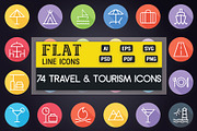 Travel and Tourism Flat Line Icons, an Outline Icon by FlatLineIcons (Thumbnail 1 of 7)