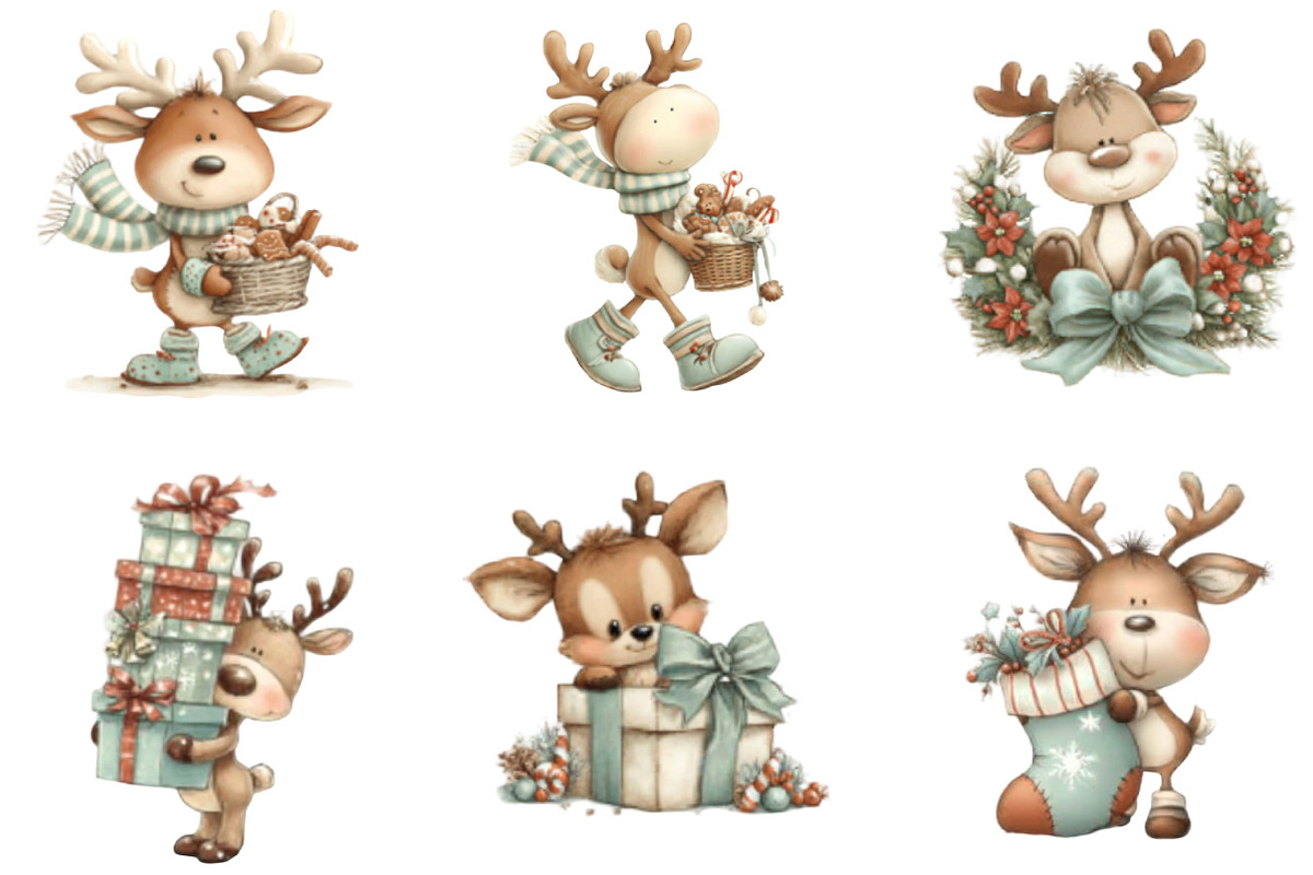 Cute Christmas Reindeer Clipart, a Seasonal Illustration by Designking (Photo 3 of 5)