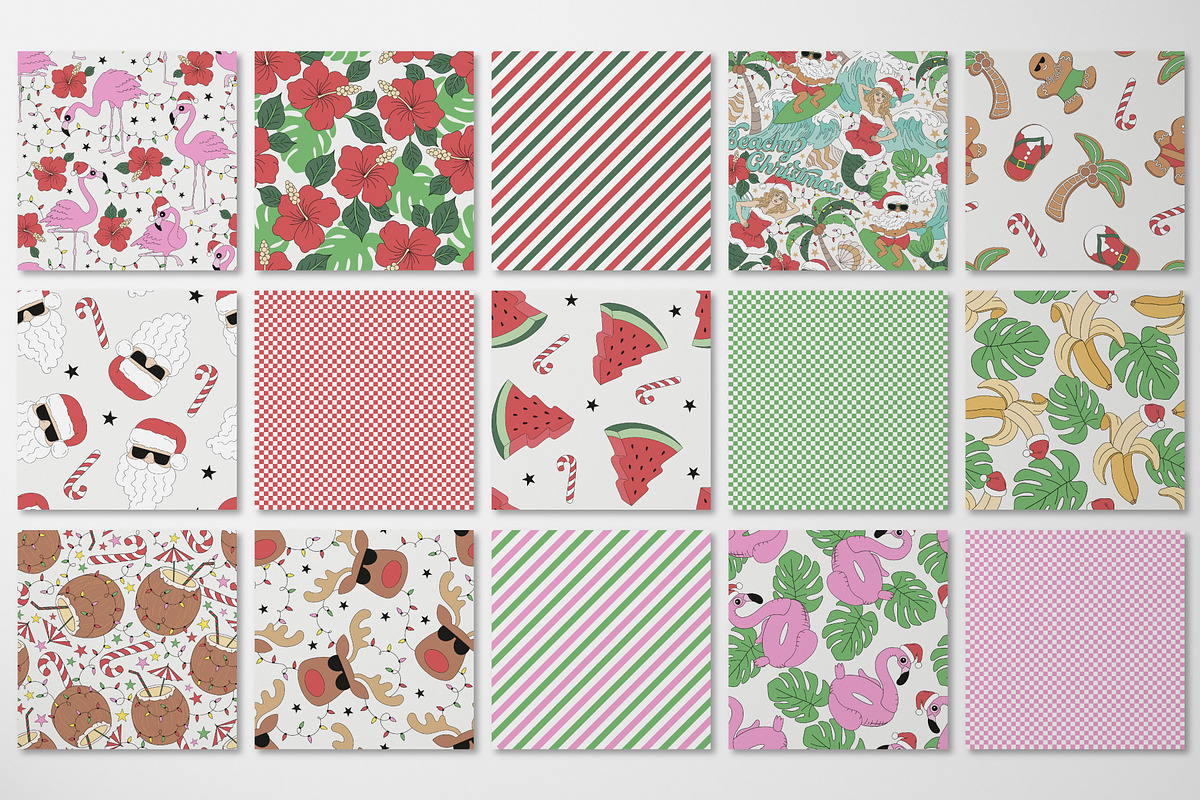 Tropical Beach Christmas pattern set, a Pattern Graphic by @olga.angelloz (Photo 2 of 2)