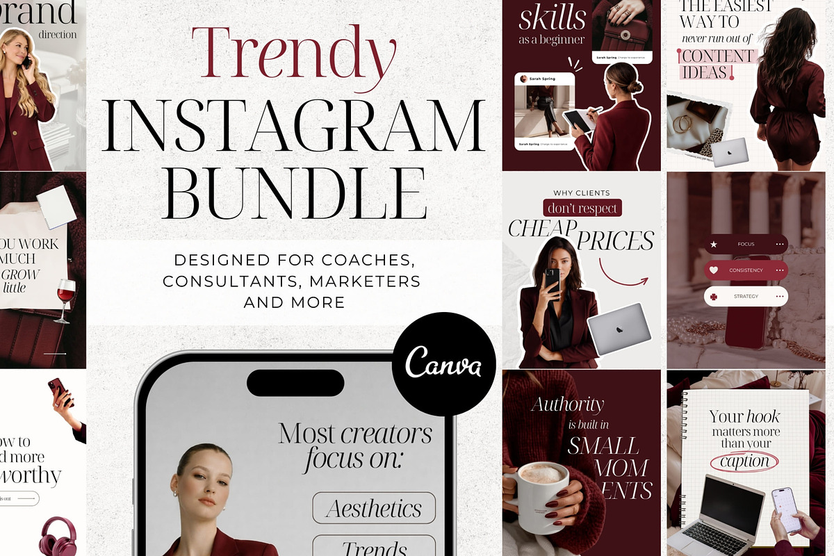 Burgundy Instagram Posts & Carousels, a Social Media Template by SwitzerShop (Photo 8 of 9)