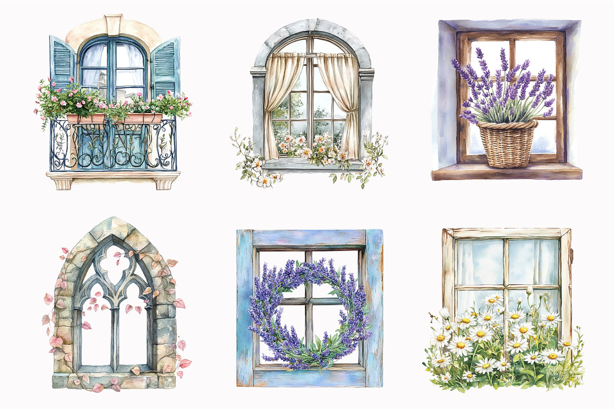 Watercolor Window Flower Clipart, an Illustration by Design Market (Photo 4 of 4)