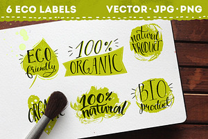 Eco labels with hand lettering