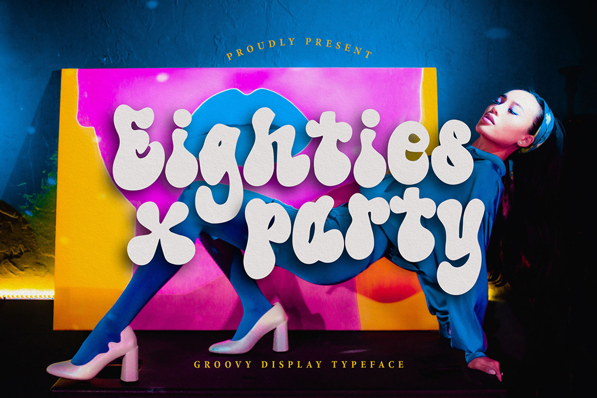 Eighties Party - Bubble Retro Font, a Font by Deeezy (Photo 1 of 6)