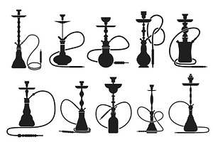 hookahs set silhouettes
