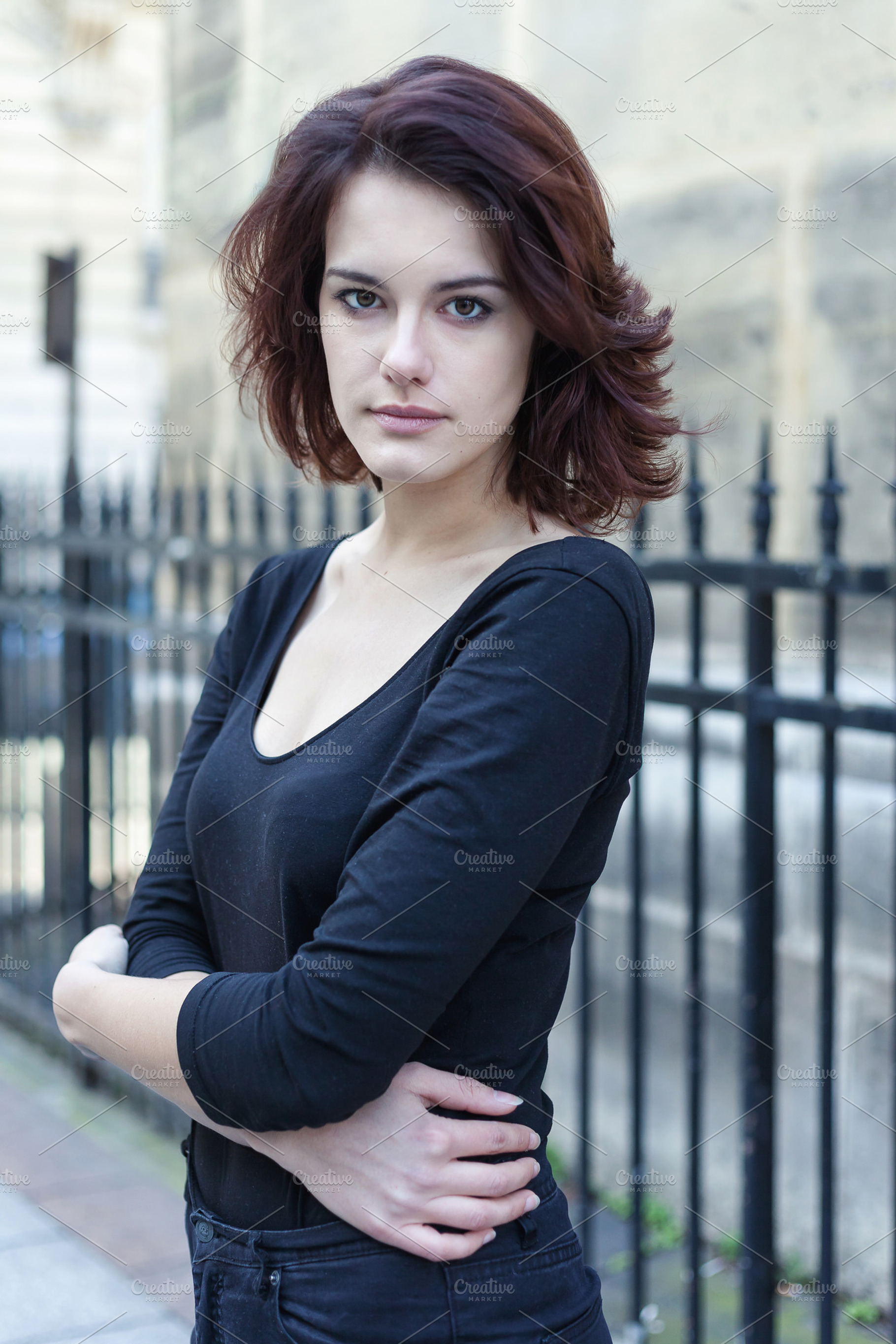 Beautiful young girl with dark hair, a Photo by AlinLyre