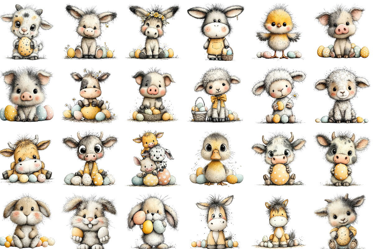 Whimsical Easter Farm Animal Clipart, an Illustration by Sublimation Artist (Photo 3 of 7)
