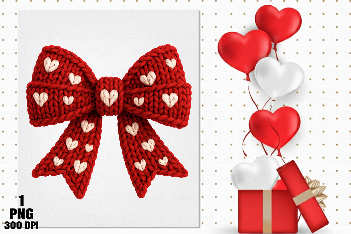Yarn Faux Valentine's Day Bow PNG, an Illustration by Daily.Designs (Photo 5 of 5)