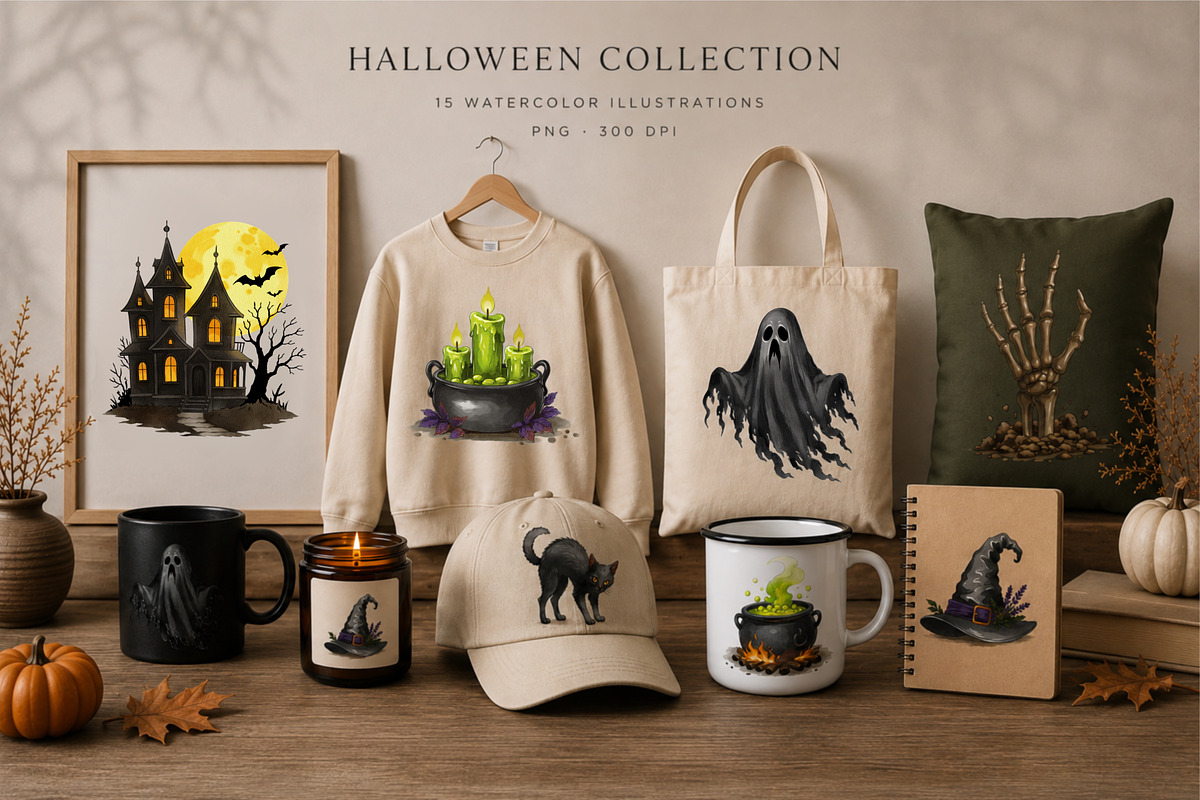 Halloween Watercolor Collection, a Seasonal Illustration by IrynaPanashii (Photo 12 of 19)