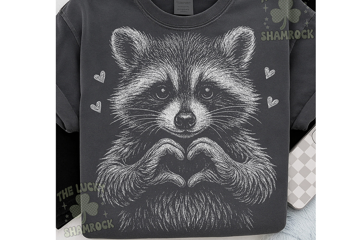 Cute Valentine Raccoon Love Design, a Seasonal Illustration by RETROVIBZDESIGNS (Photo 2 of 5)