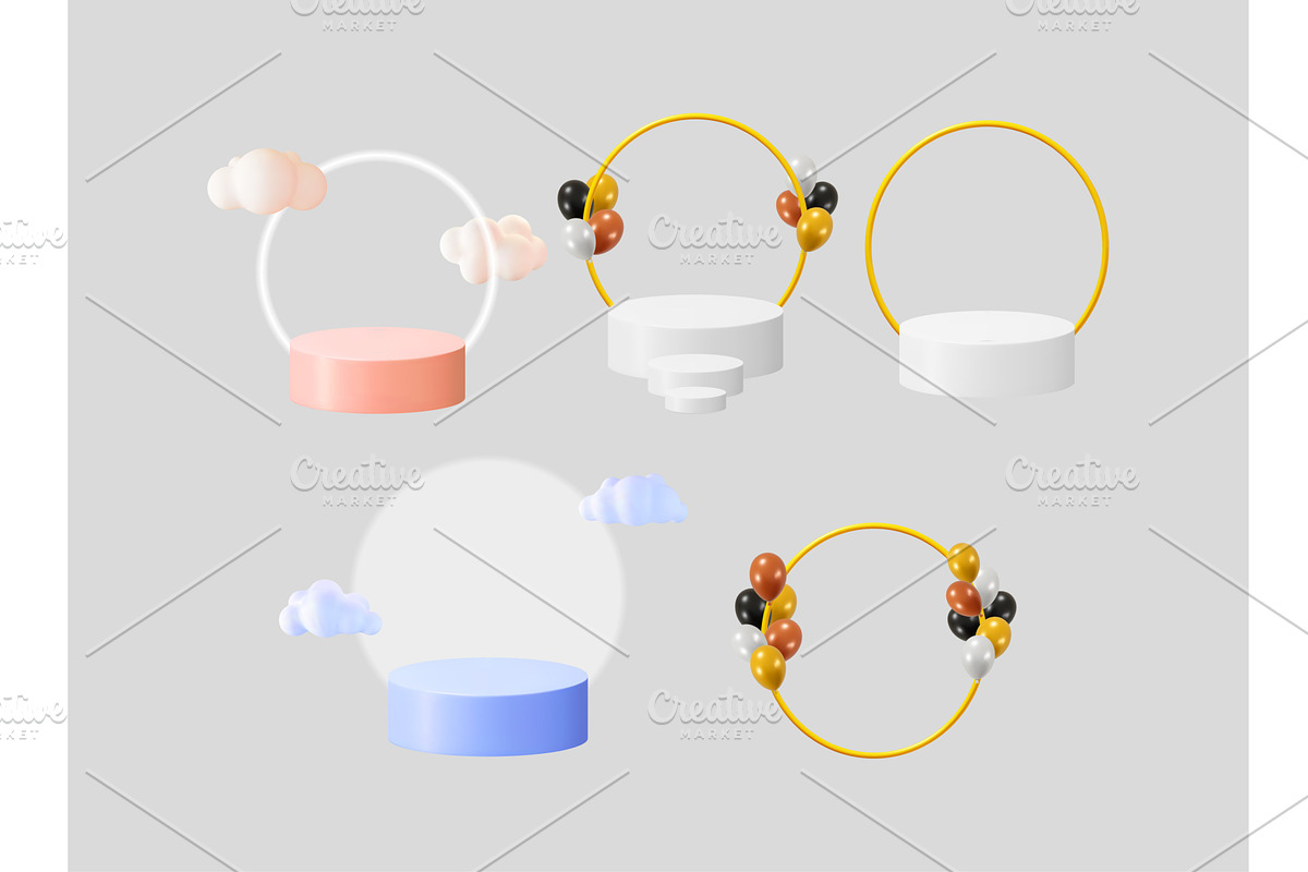 A set of 3d product podiums with, an Object Illustration by Abscent
