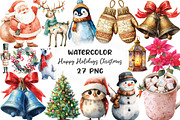 Happy Holidays Christmas Clipart, an Illustration by CraftArtStudio (Thumbnail 1 of 6)