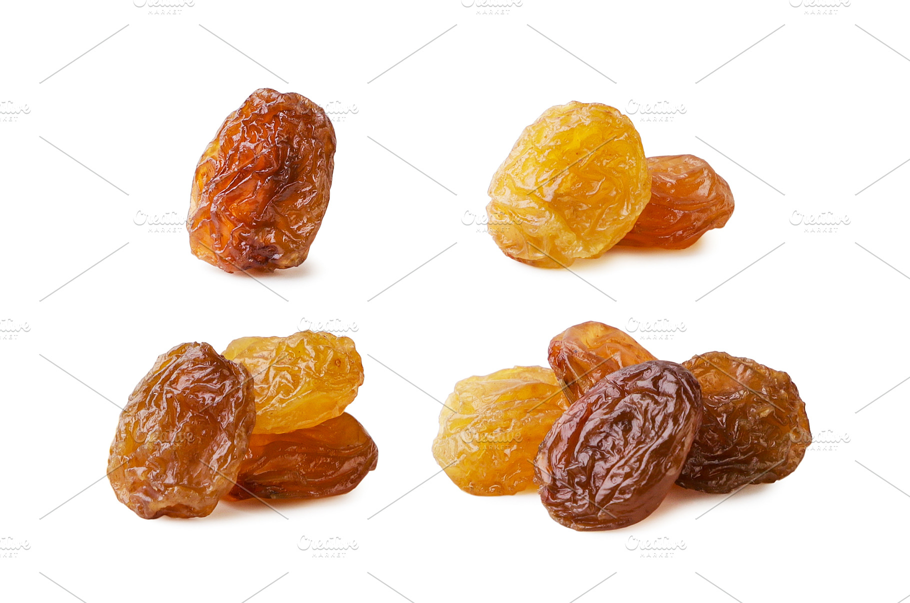 Set of raisins close-up on a white, a Food & Drink Photo by innakreativ