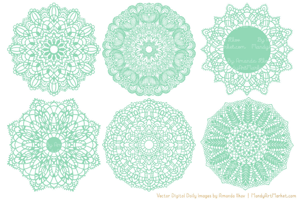 Mint Lace Doily Vectors & Clipart, an Illustration by Amanda Ilkov (Photo 3 of 4)
