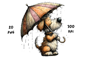 Whimsical Rainy Dog Clipart, an Animal Illustration by GiraffeCreative (Thumbnail 10 of 20)