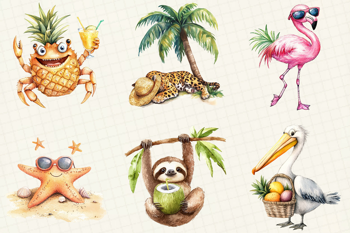 Tropical Summer Animal Clipart, an Illustration by OK Design (Photo 2 of 5)