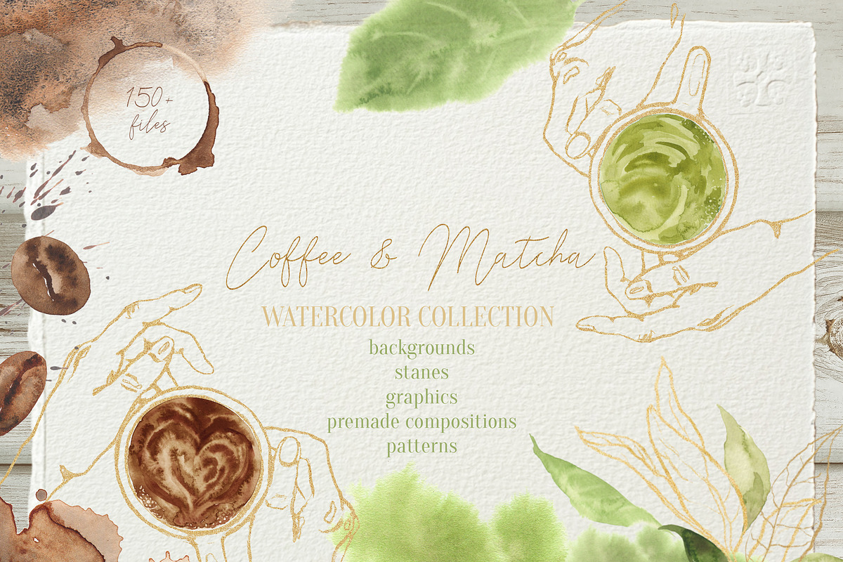 Coffee And Matcha Watercolor, an Object Graphic by Cat In Colour (Photo 1 of 10)