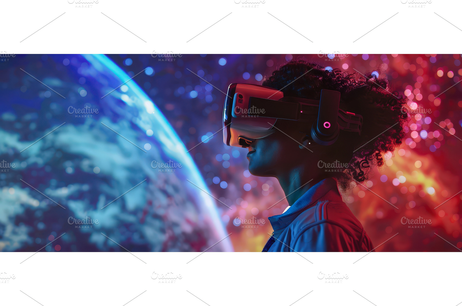 Child exploring outer space through, a Technology Photo by piter.goskov