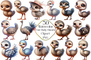 Watercolor Cute Baby Ostrich Clipart, an Illustration by CraftArtStudio (Thumbnail 1 of 5)