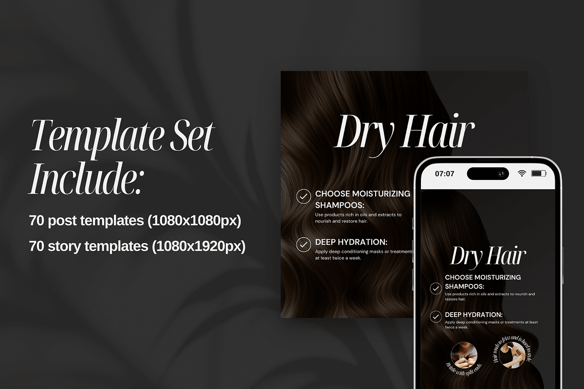 Trichology Canva Instagram Templates, a Social Media Template by Xenié Creative (Photo 9 of 10)