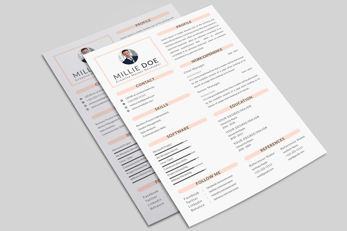 Resume Template and Cover Letter, a Resume Template by designvillage (Photo 8 of 13)