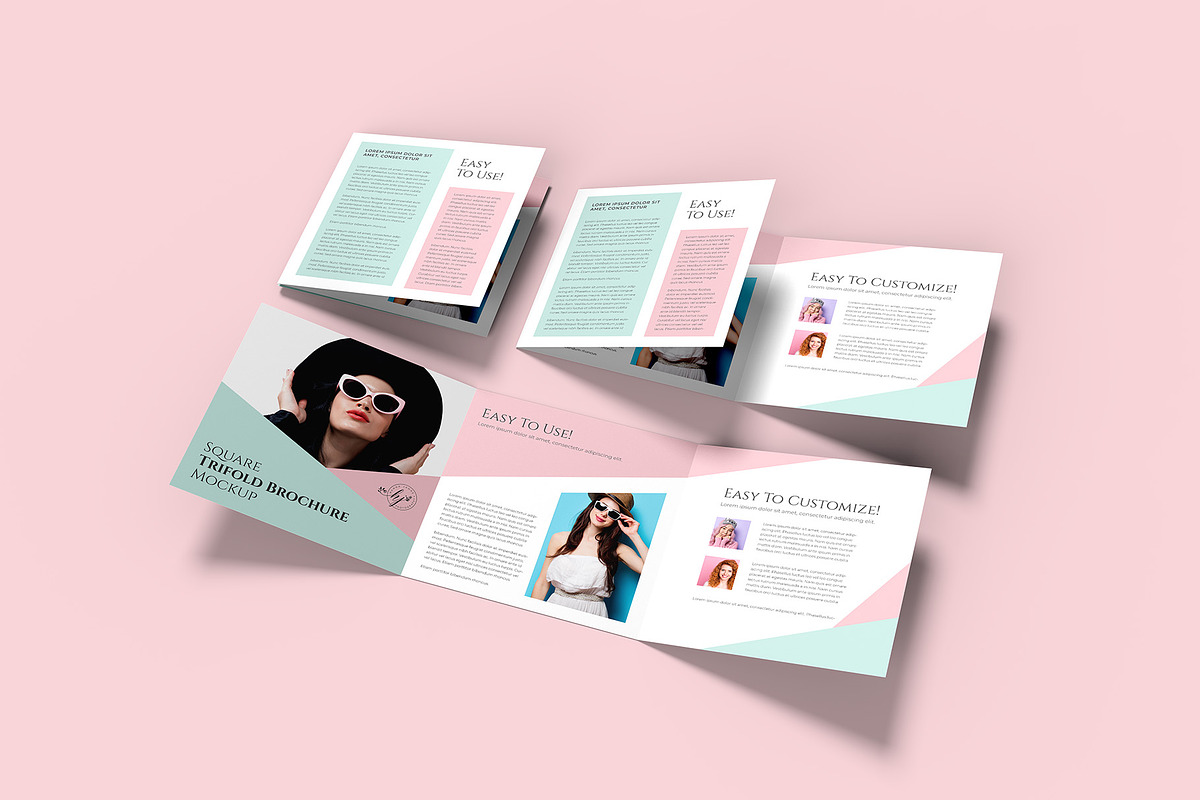 Square Trifold Brochure Mockup, a Books & Magazine Mockup by Illusiongraphic (Photo 13 of 28)