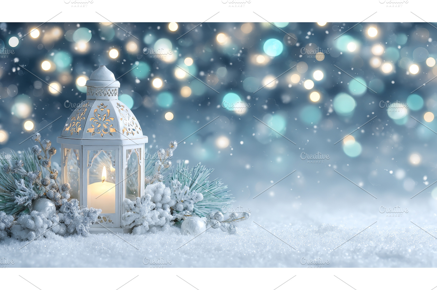 A Christmas lantern aglow with warm, a Holiday Photo by ZinetroN
