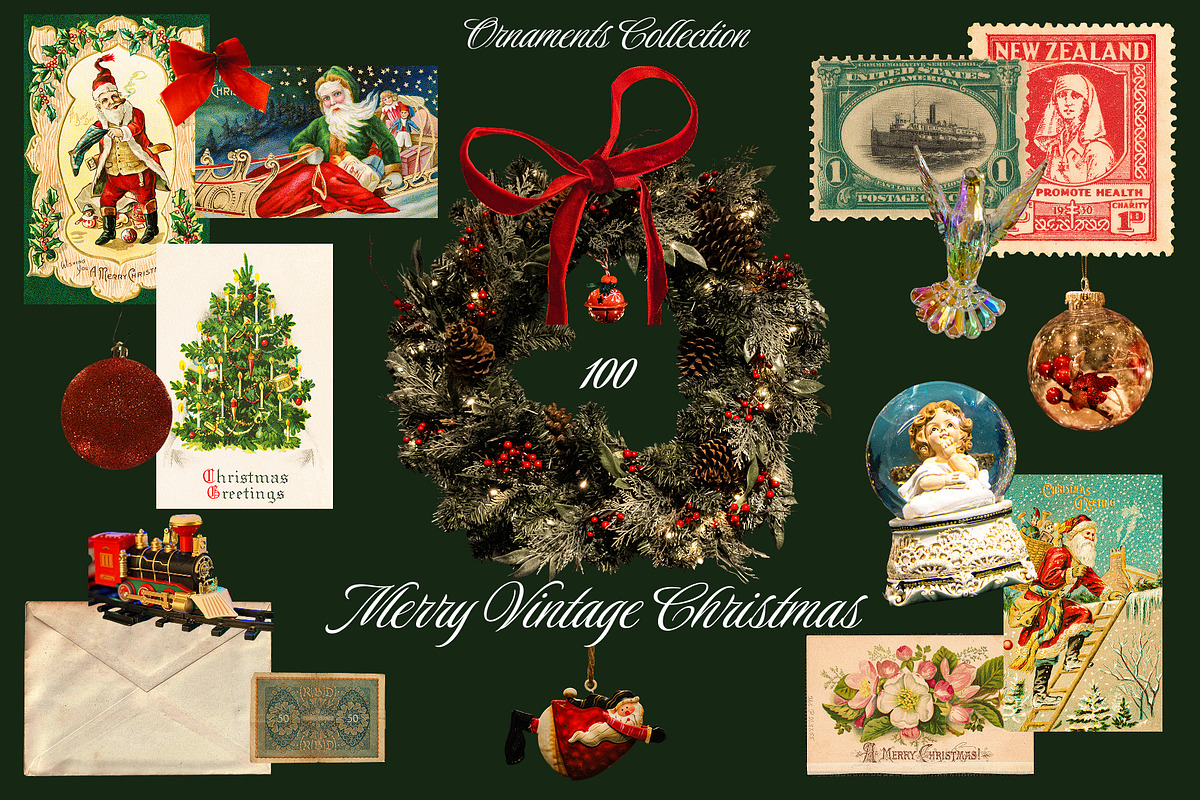 Merry Vintage Christmas Set, an Object Graphic by Anzhelika (Photo 1 of 9)