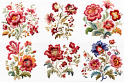 Embroidery Jacobean Flower Clipart, an Object Graphic by Regulrcrative (Thumbnail 2 of 6)