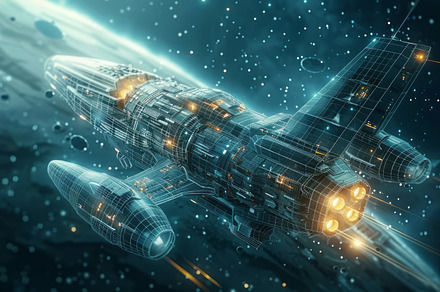 Spaceship Flying Through Space, a Background Photo by ImageMir