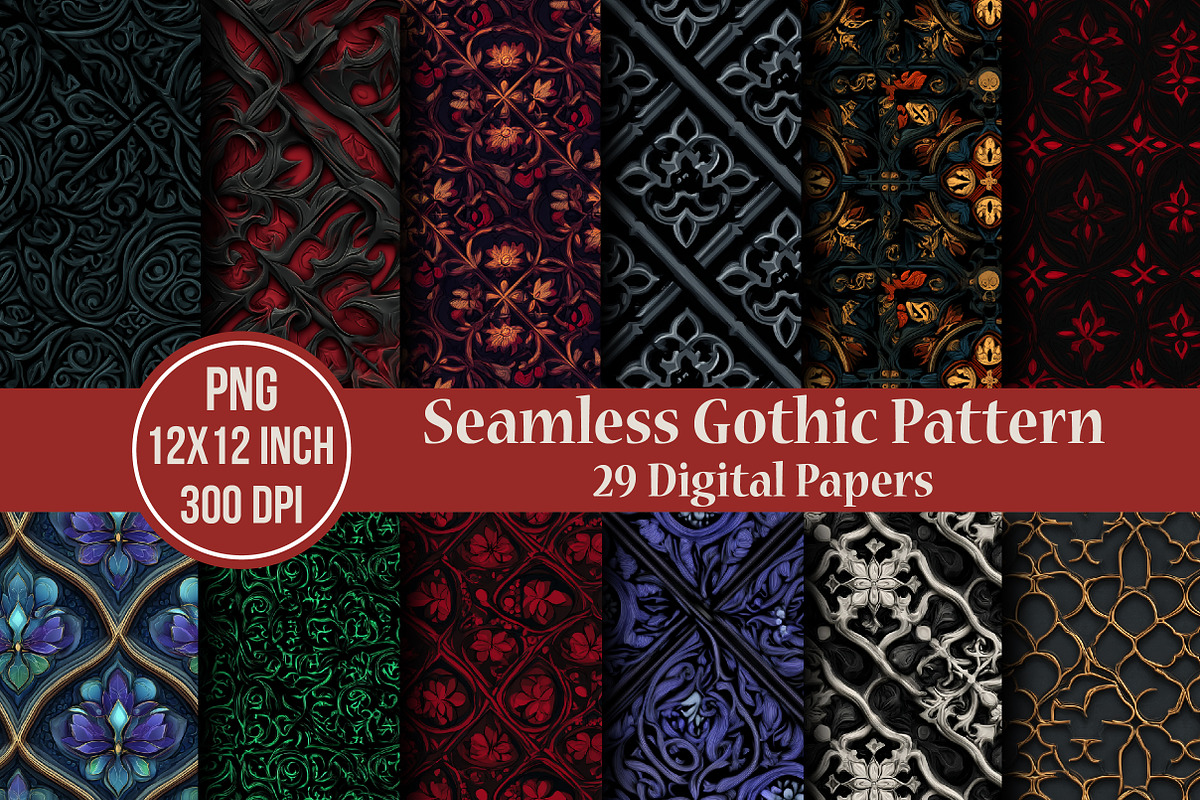 Seamless Gothic Pattern, an Illustration by Craft Nest
