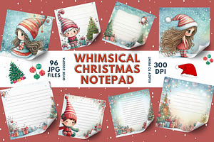 Whimsical Christmas Notepads, a Stationery Template by Traveling Designer