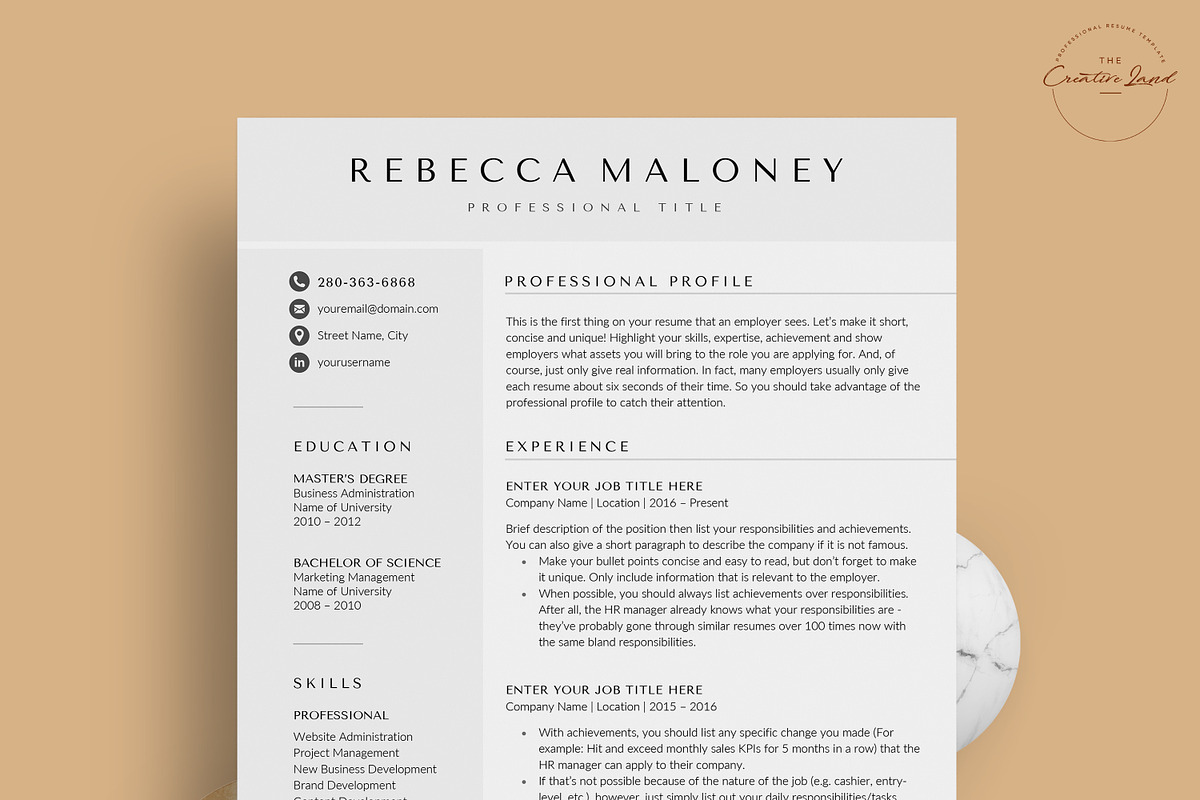 Resume/CV - The Maloney, a Resume Template by CreativeLandStudio (Photo 2 of 9)