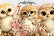 Funny Spring Owl Clipart, a Seasonal Illustration by Rose Art (Thumbnail 1 of 6)