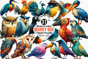 Watercolor Quirky Bat Clipart Bundle, an Illustration by Canvas Craft (Thumbnail 1 of 7)