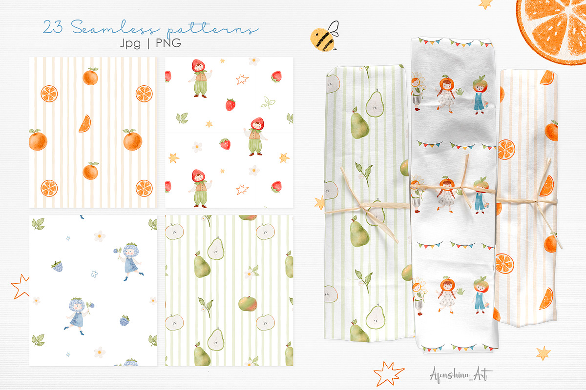 Fruit friends, watercolor collection, an Illustration by AfonshinaArt (Photo 5 of 16)