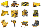 Cute Construction Watercolor Clipart, an Illustration by Designworld (Thumbnail 2 of 9)