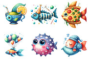 Quirky Whimsical Fishes Clipart, an Illustration by DreamArtGraphic (Thumbnail 4 of 5)