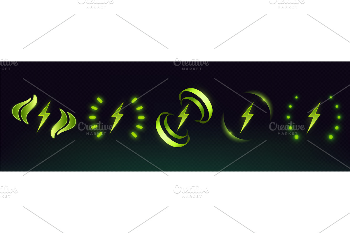 Green wireless charge icons set, a Technology Illustration by art PVP - market