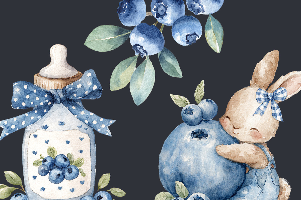 Blueberry Baby Nursery 59PNG 3JPG, an Object Illustration by EleSArtDesign (Photo 5 of 5)