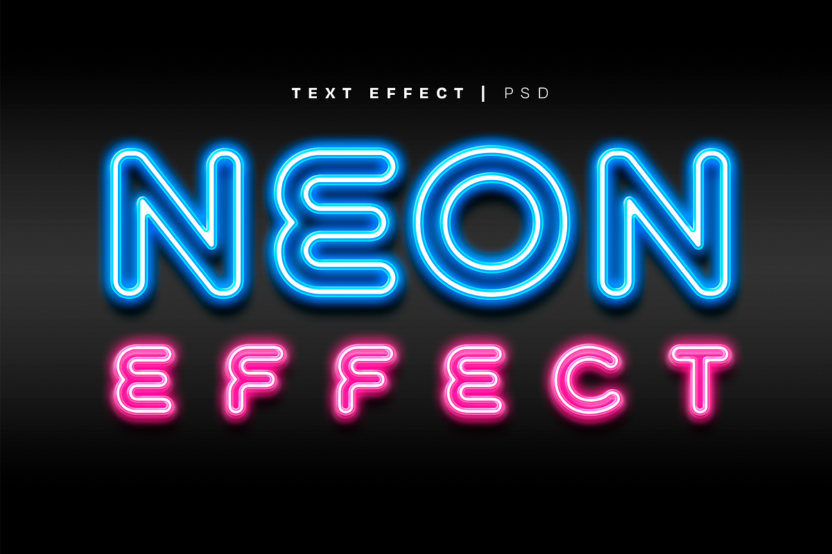 Neon Text Effect Mockup, a Background Graphic by Xtrahive
