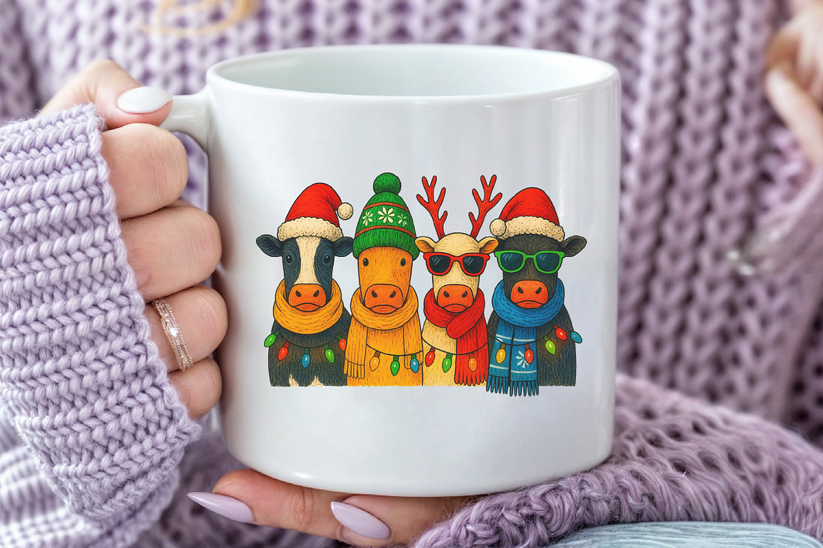 Cow Christmas PNG, an Illustration by Craft Nest (Photo 5 of 6)