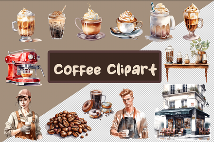 Watercolor Coffee Clipart