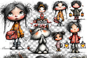 Cute Valentine Girls & Sweet Animals, an Illustration by one-touch (Thumbnail 8 of 9)