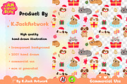 Christmas Pets Seamless Pattern, a Background Graphic by K.JackArtwork (Thumbnail 3 of 8)