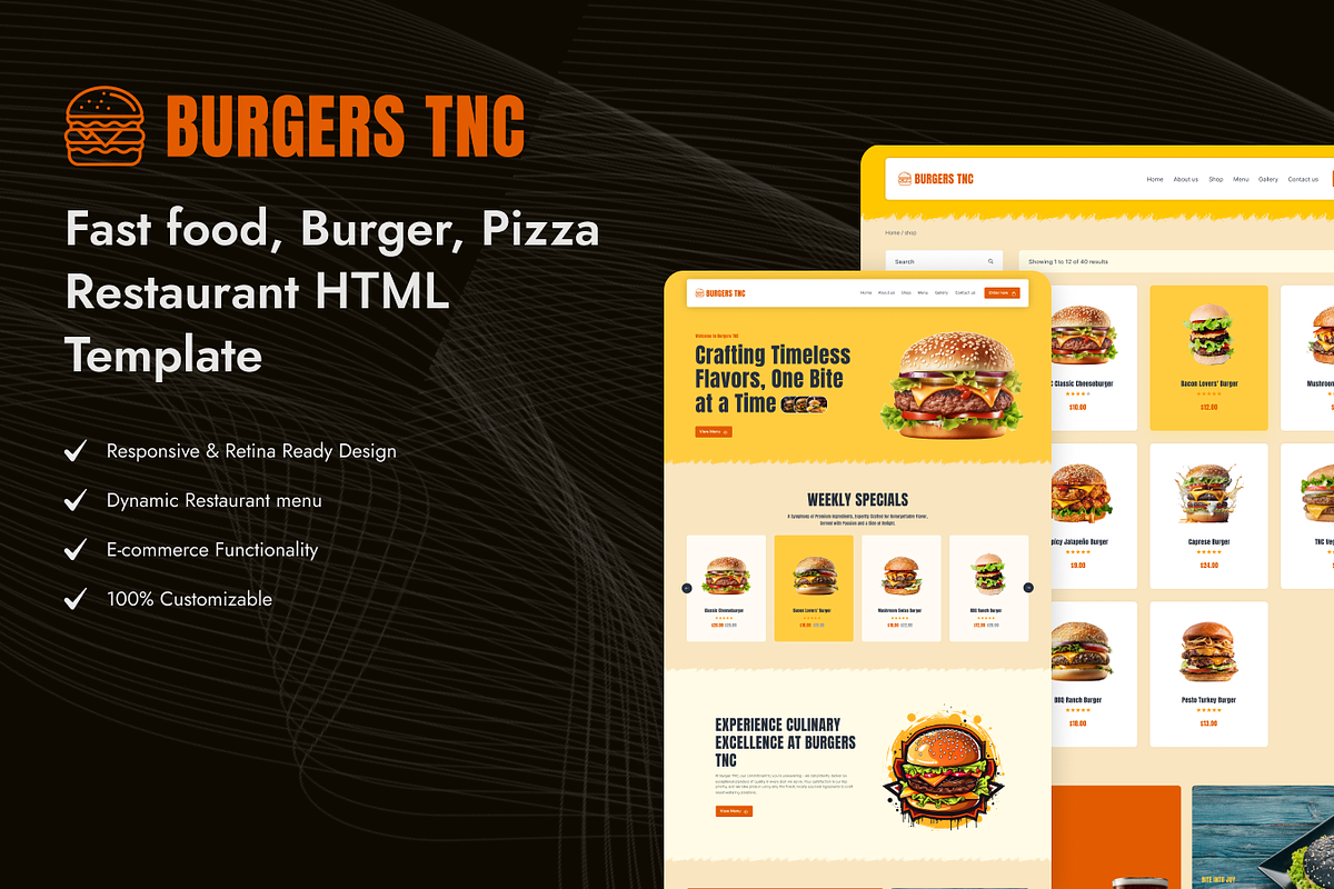 Burgers TNC, Restaurant Web Template