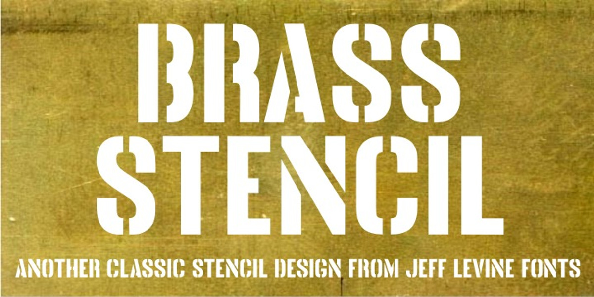 Brass Stencil JNL, a Sans Serif Font by Jeff Levine Fonts