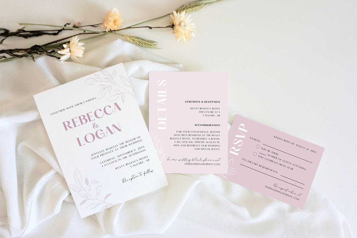 Blush Wedding Invitation Template, an Invitation Template by Cottontail Paper Shop (Photo 2 of 7)