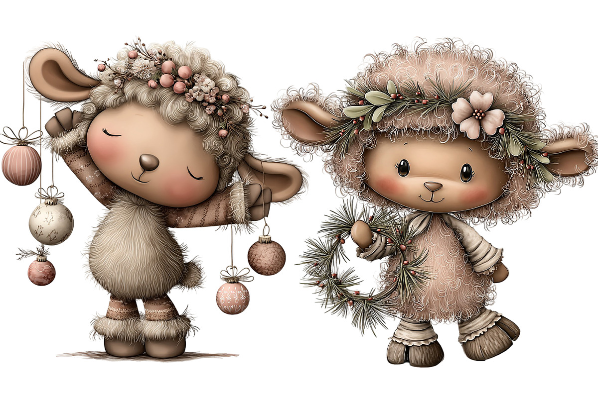 Funny Christmas Sheep Clipart, an Illustration by Craft Nest (Photo 5 of 10)