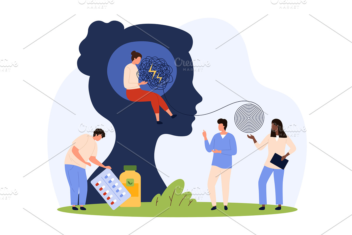 Mental health, psychotherapy session, a Person Illustration by Flashvector