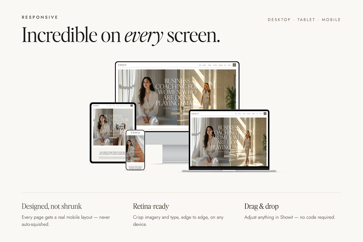 EMMIE | Showit Template, a HTML Template by Refinery Nine Co. (Photo 3 of 8)